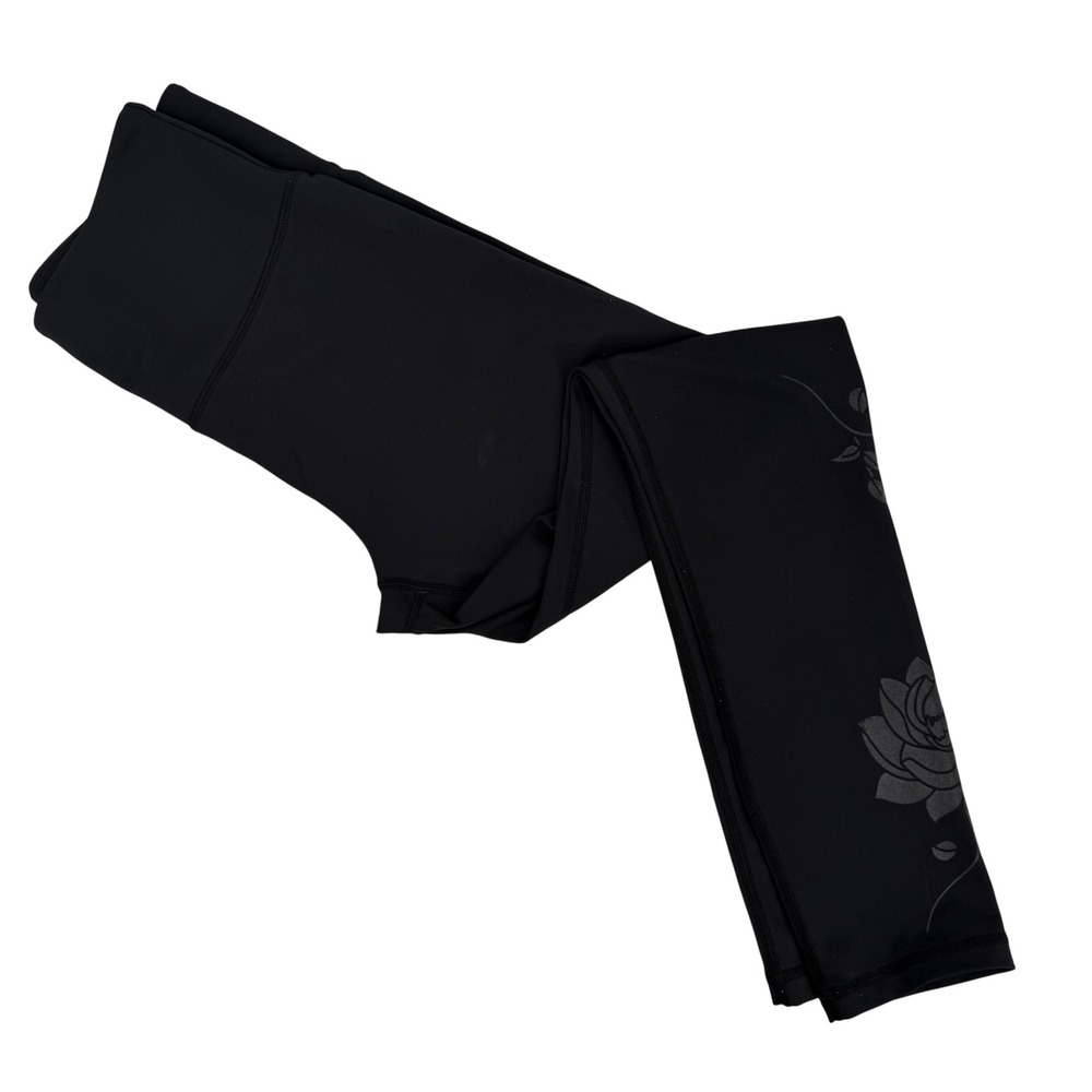 Zyia Active Leggings Women 4 Black Floral High Rise Compression Skinny Yoga